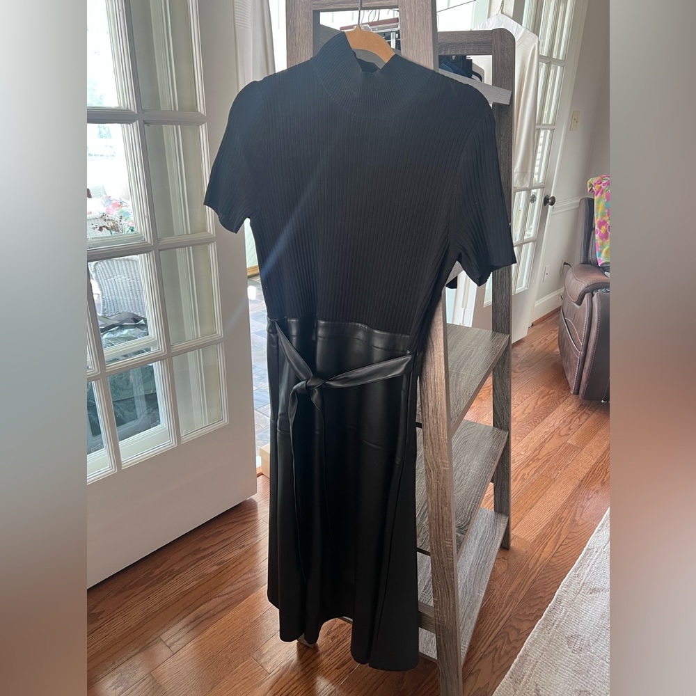 Shoshanna Knit and Faux Leather skirt dress